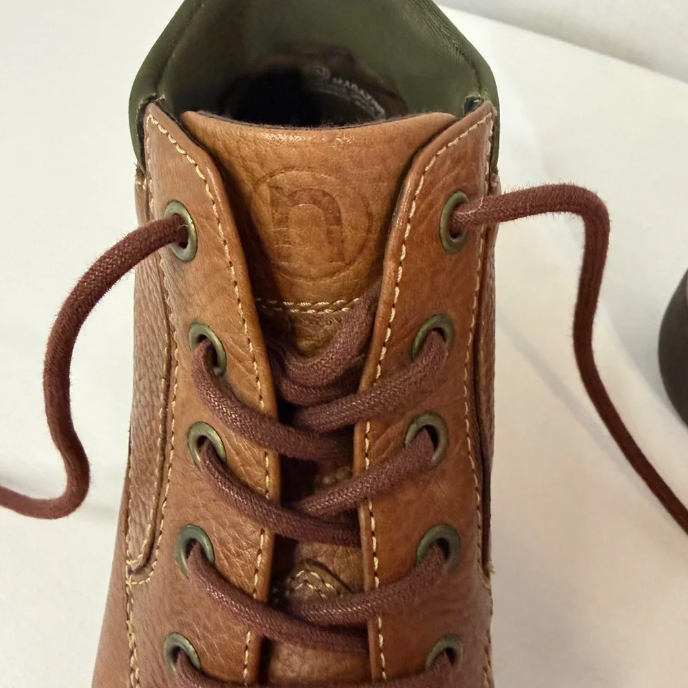 Nicole Leather Ankle Boots Women's 6.5 M Brown Lace Up Magazine Style